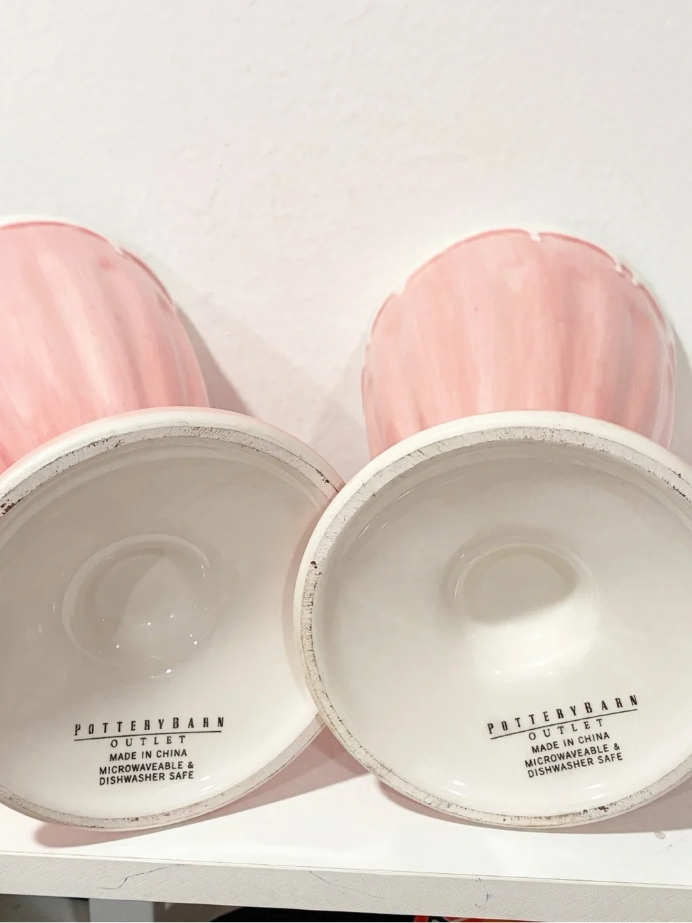 Pottery Barn Ceramic Pink Milkshake Parfait Glasses Set of 2